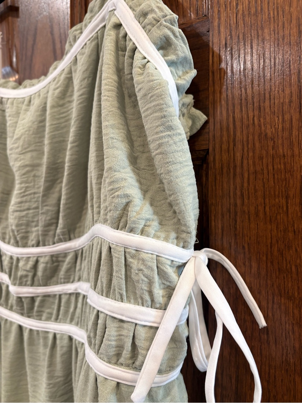 Sage Green Strappy Midi Dress with Contrast Trim - Picture 5 of 12